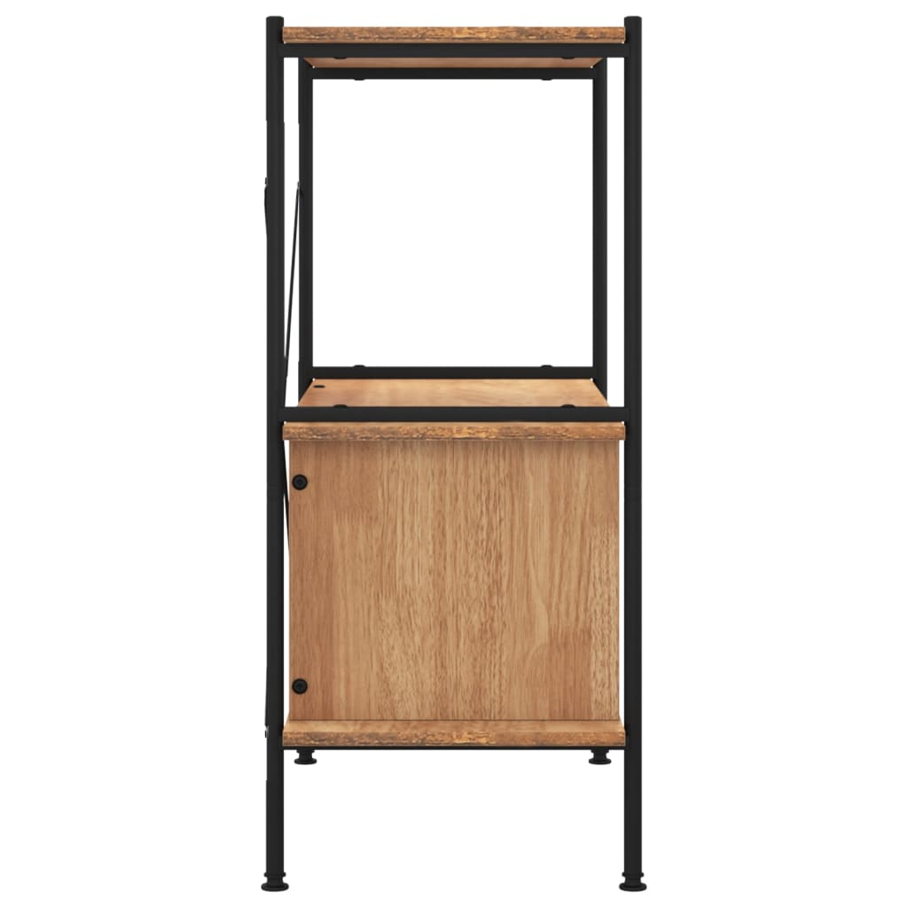 Regal mit 3 Böden und Schrank 80x40x92 cm Stahl Holzwerkstoff