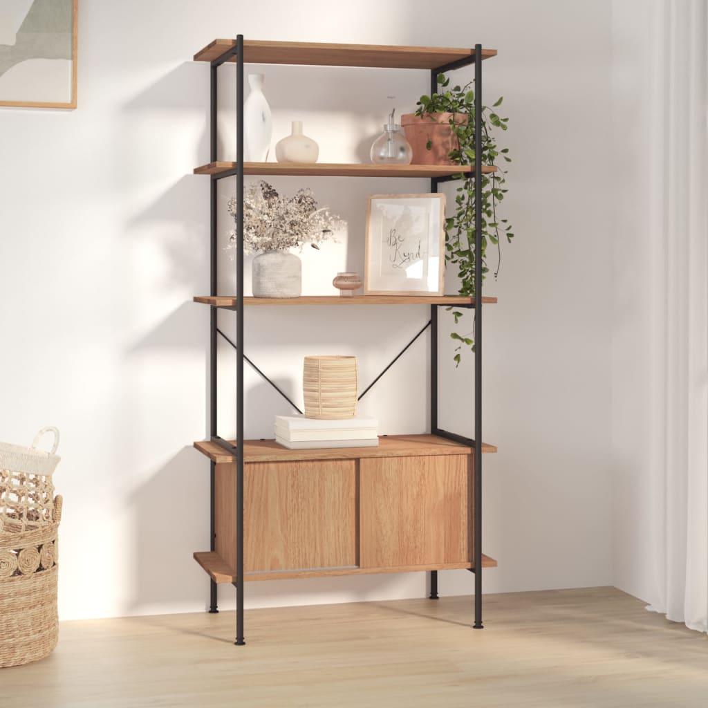 Shelf with 5 shelves and cupboard 80x40x163 cm steel wood material