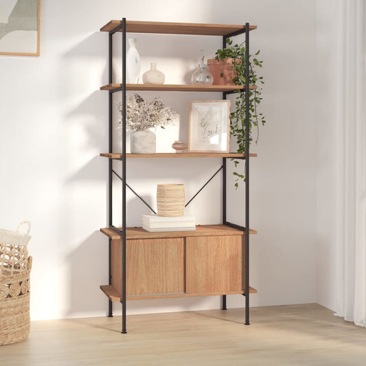 Shelf with 5 shelves and cupboard 80x40x163 cm steel wood material