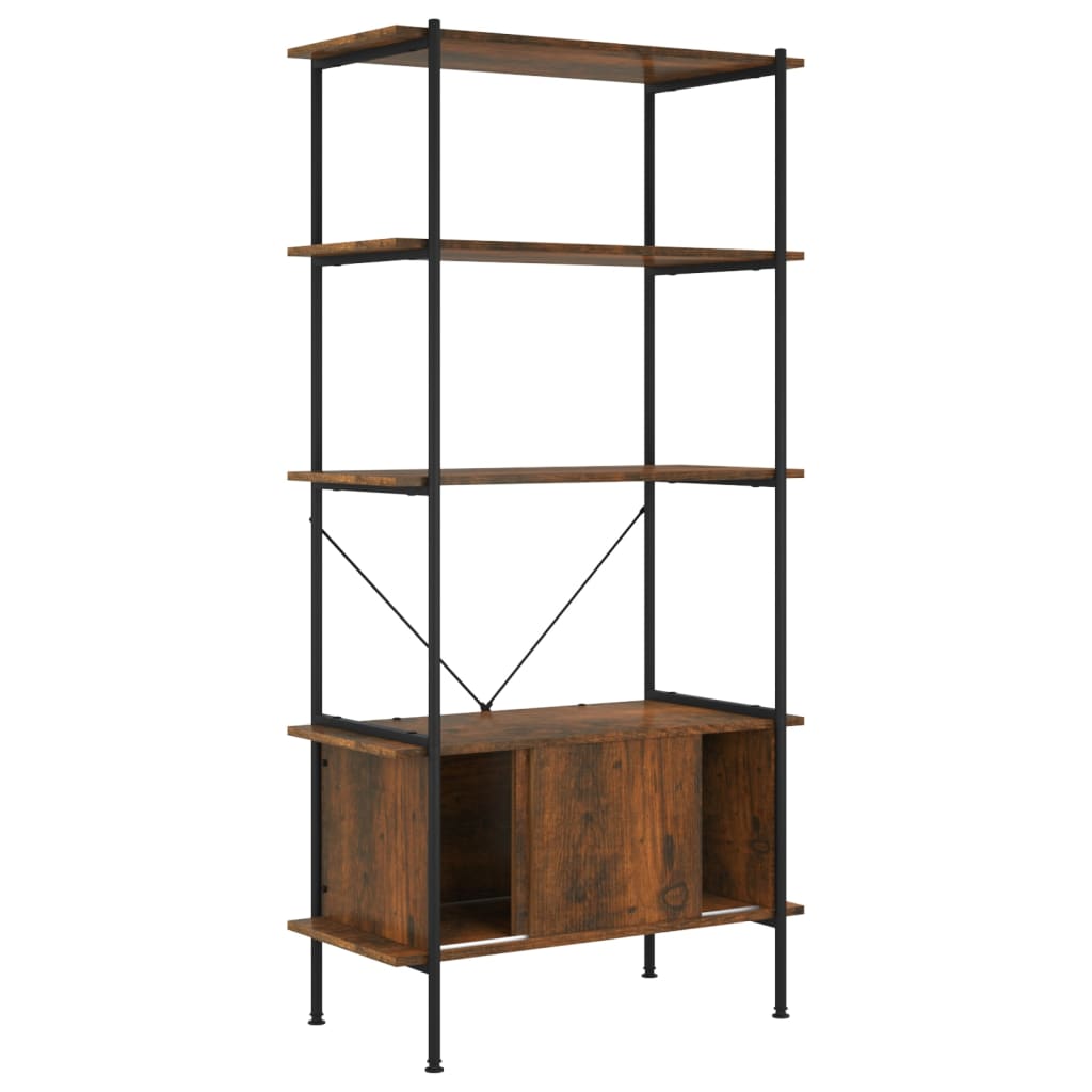 Shelf with 5 shelves and cupboard 80x40x163 cm steel wood material