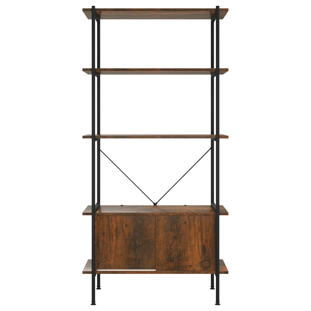 Shelf with 5 shelves and cupboard 80x40x163 cm steel wood material