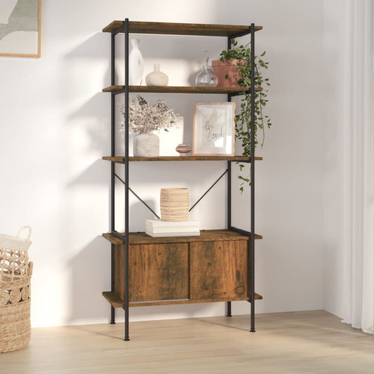 Shelf with 5 shelves and cupboard 80x40x163 cm steel wood material