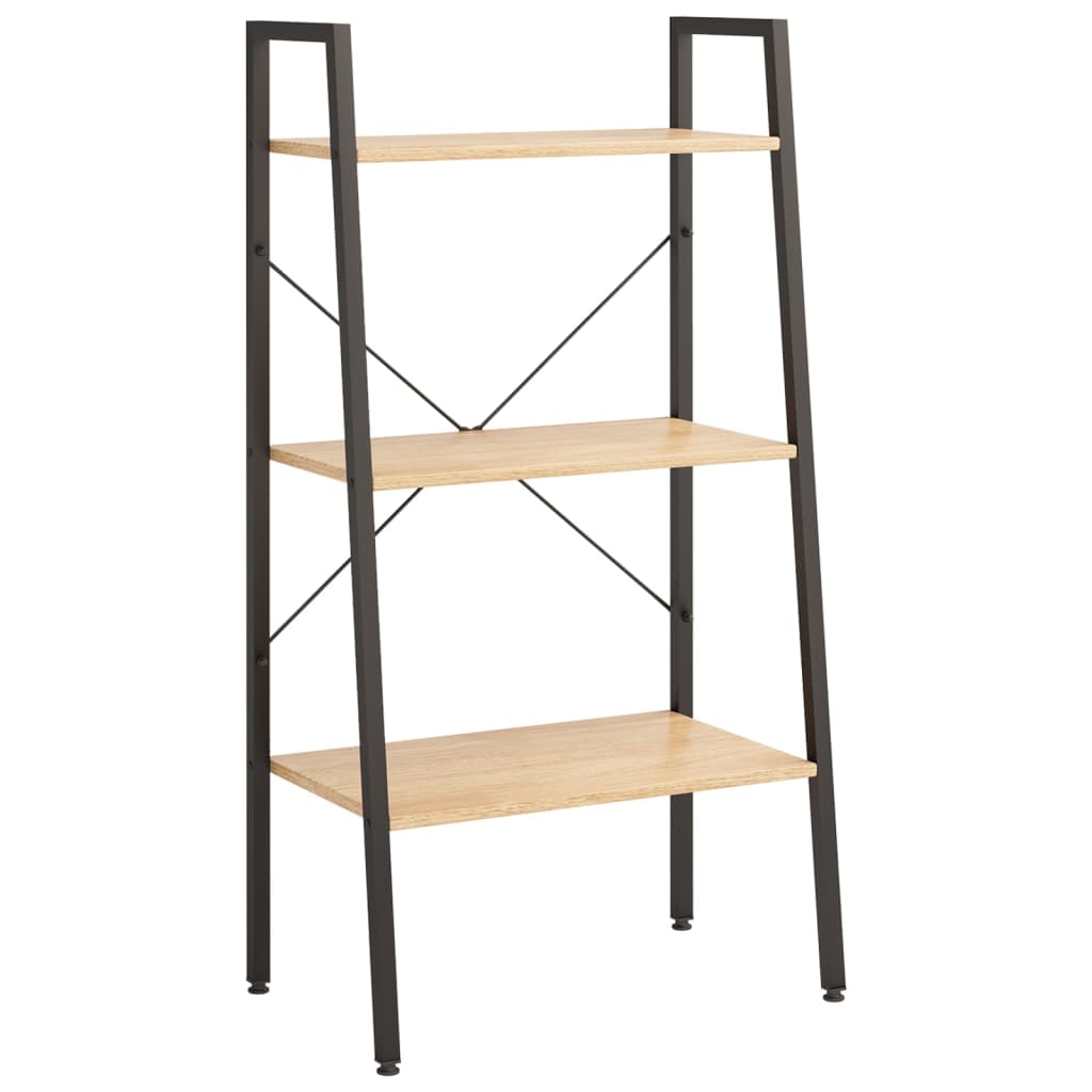 Étagère autoportante à 3 niveaux, marron clair et noir, 56 x 35 x 108 cm