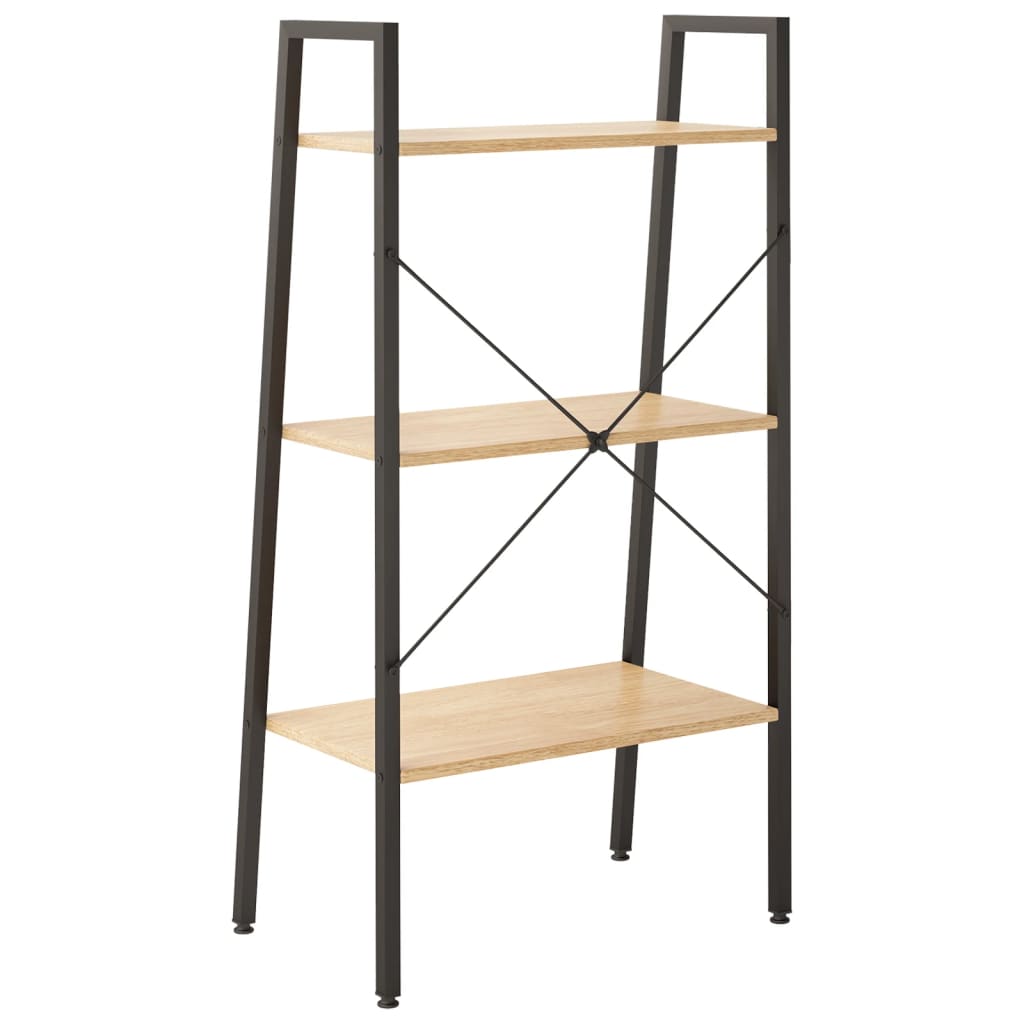 Étagère autoportante à 3 niveaux, marron clair et noir, 56 x 35 x 108 cm