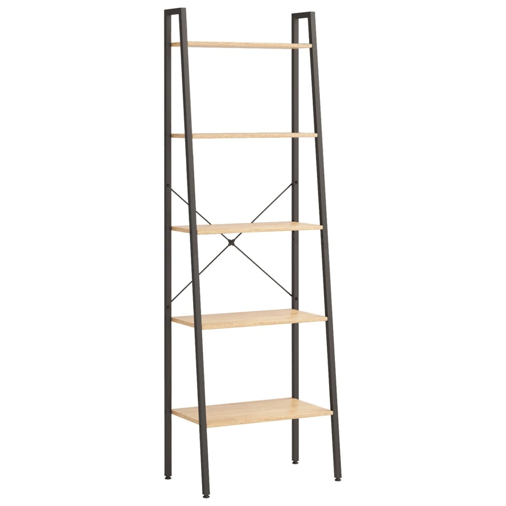 Étagère autoportante à 5 niveaux, marron clair et noir, 56 x 35 x 174 cm