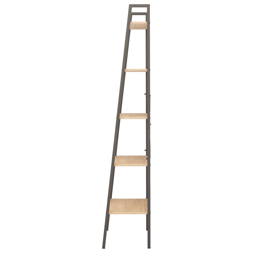 Étagère autoportante à 5 niveaux, marron clair et noir, 56 x 35 x 174 cm