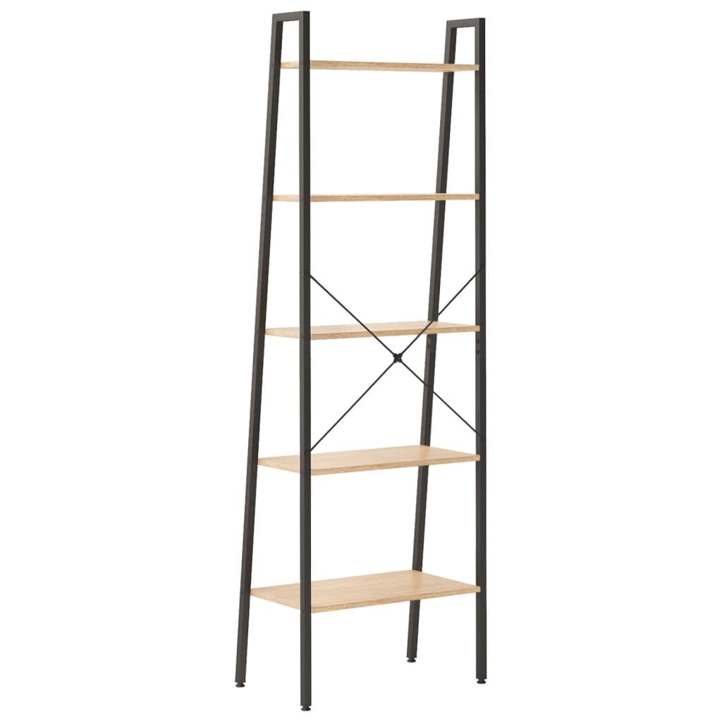 Étagère autoportante à 5 niveaux, marron clair et noir, 56 x 35 x 174 cm