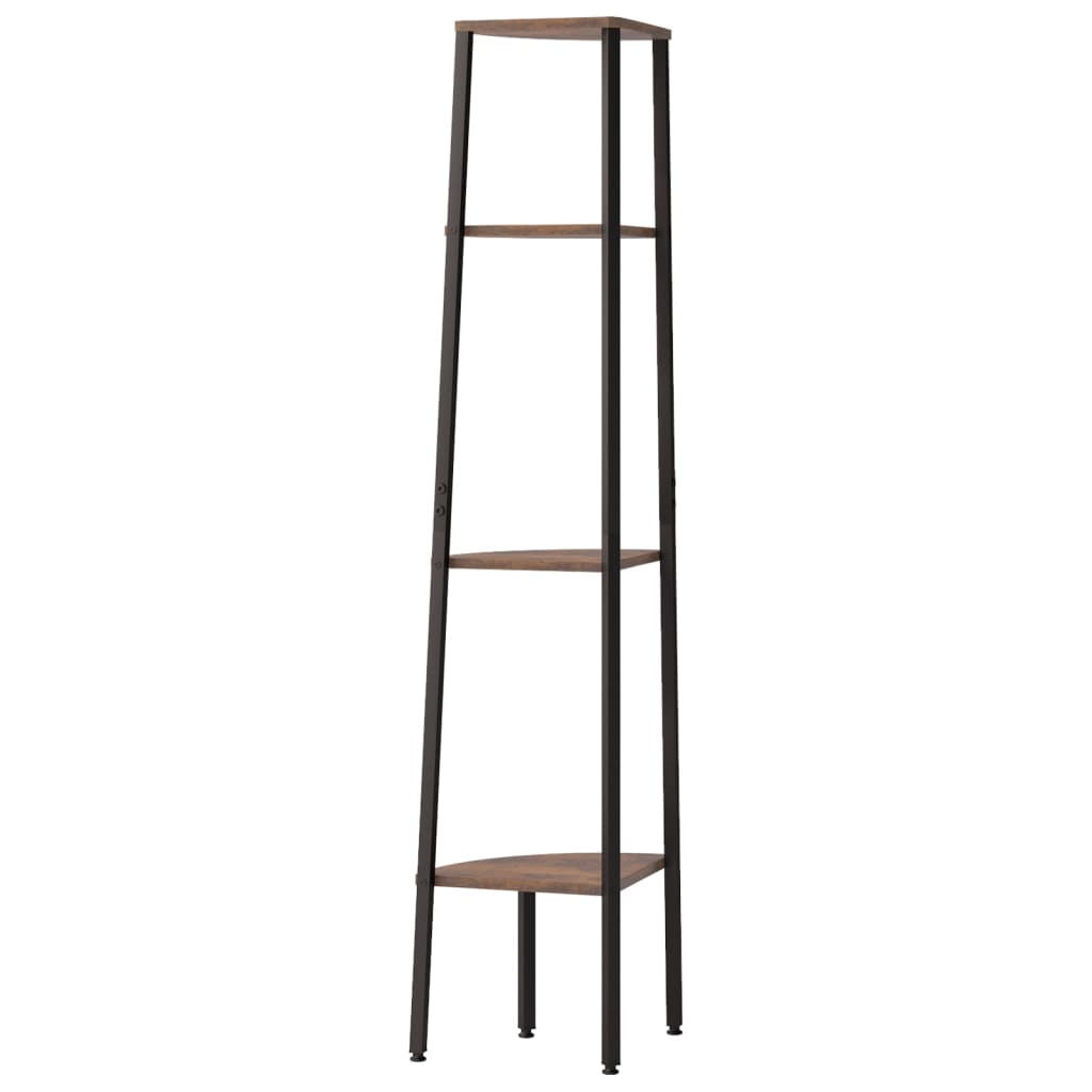 4-stöckiges Eckregal Dunkelbraun und Schwarz 45,5 x 31,5 x 150 cm