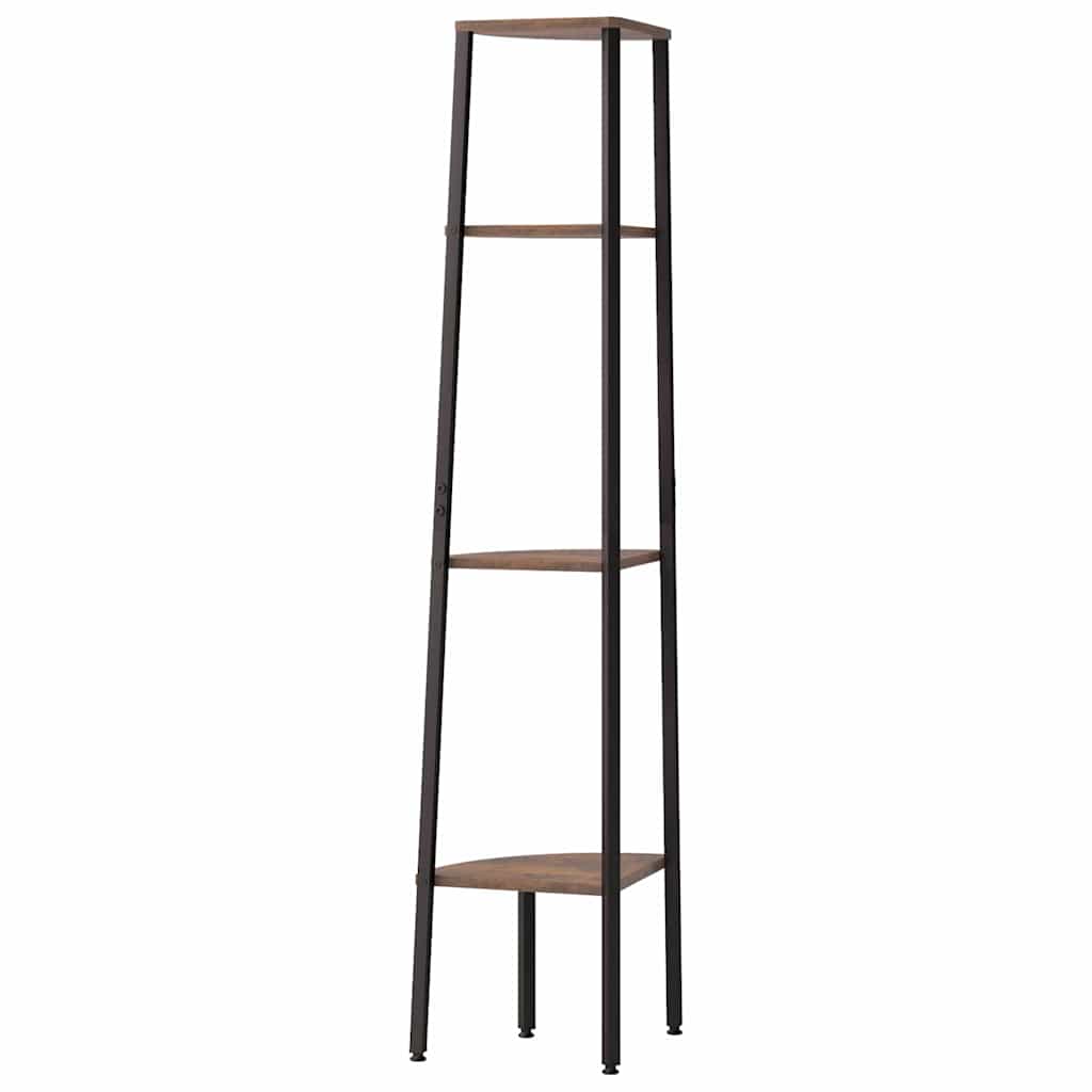 4-stöckiges Eckregal Dunkelbraun und Schwarz 45,5 x 31,5 x 150 cm