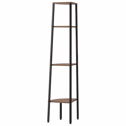 4-stöckiges Eckregal Dunkelbraun und Schwarz 45,5 x 31,5 x 150 cm