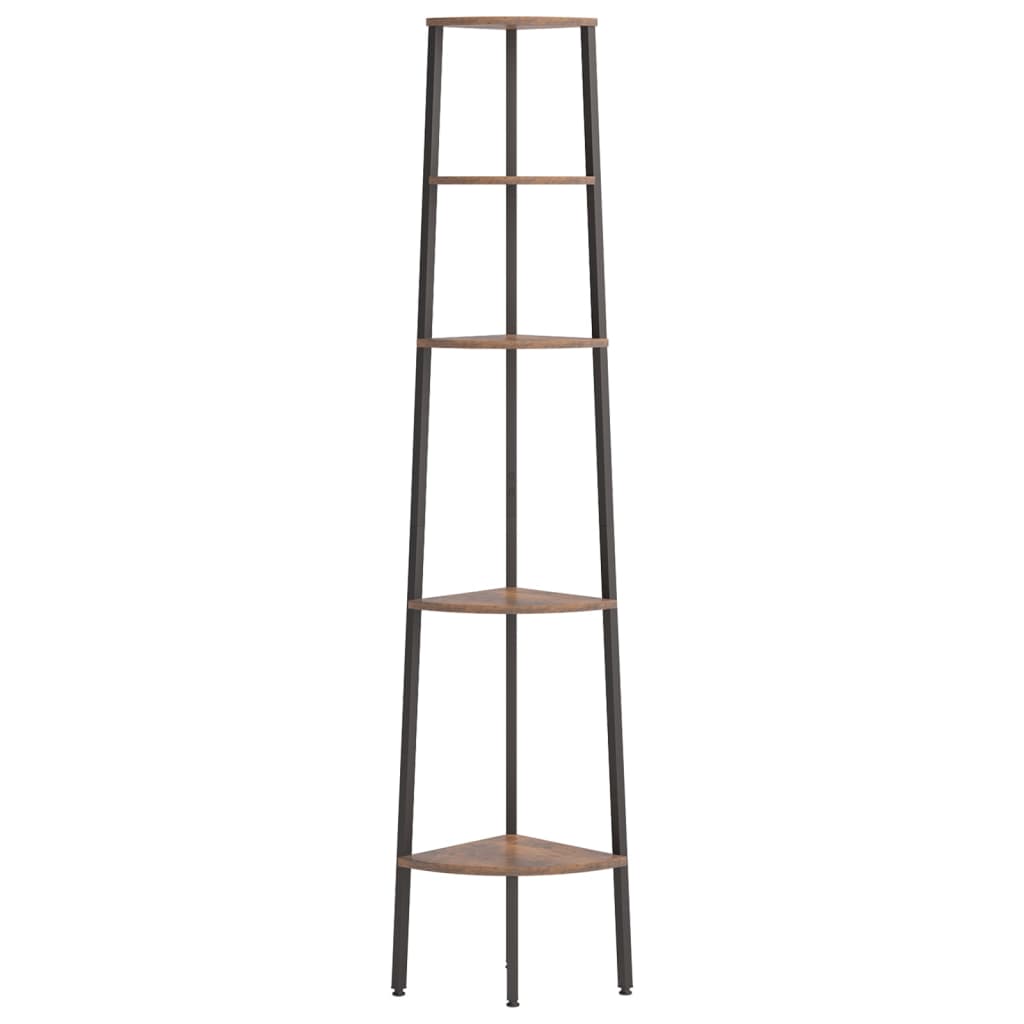 Eckregal mit 5 Böden Dunkelbraun und Schwarz 45,5x31,5x180 cm