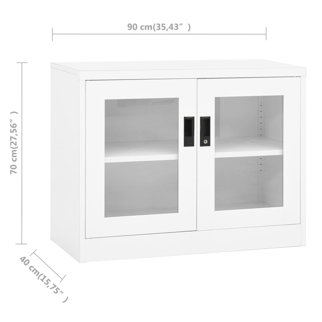 Office cabinet white 90x40x70 cm steel