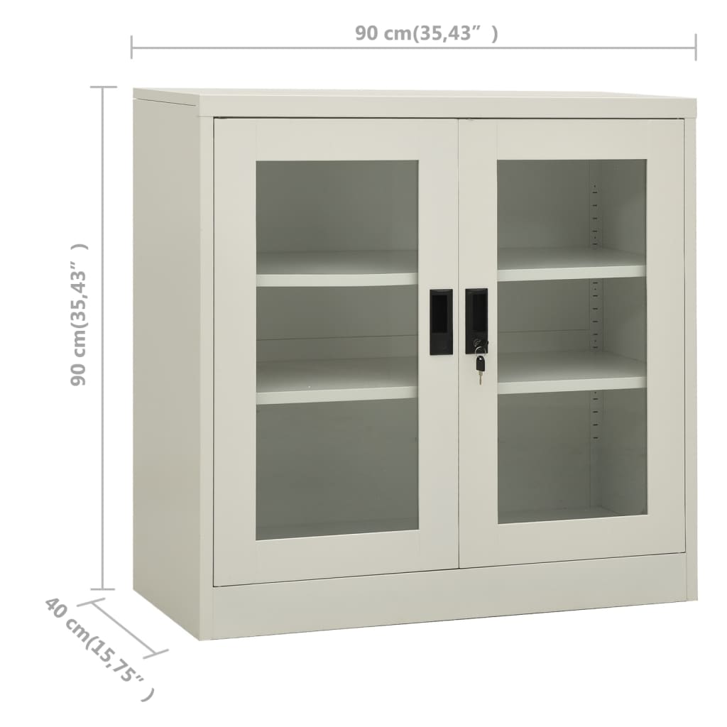 Armoire de bureau gris clair 90x40x90 cm en acier