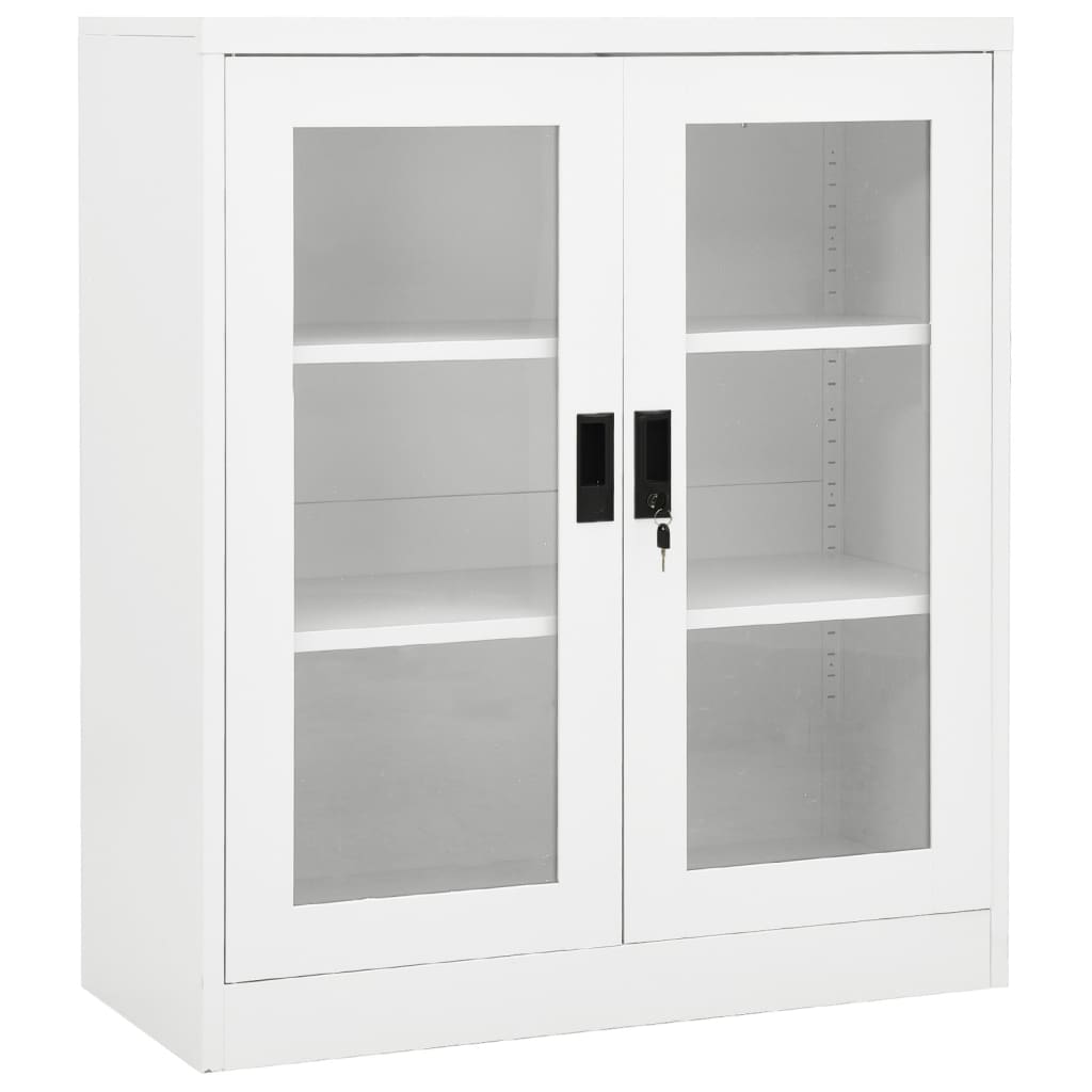 Armoire de bureau blanche 90x40x105 cm en acier