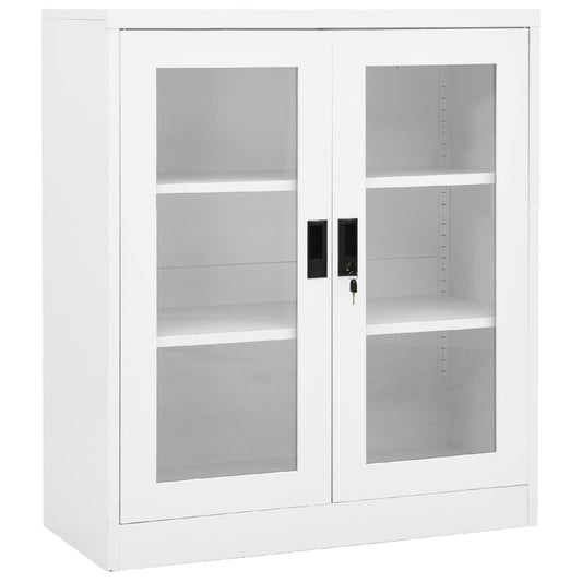Armoire de bureau blanche 90x40x105 cm en acier