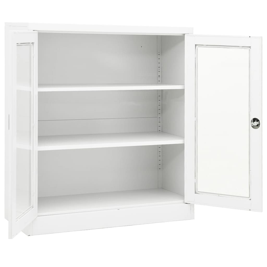 Armoire de bureau blanche 90x40x105 cm en acier