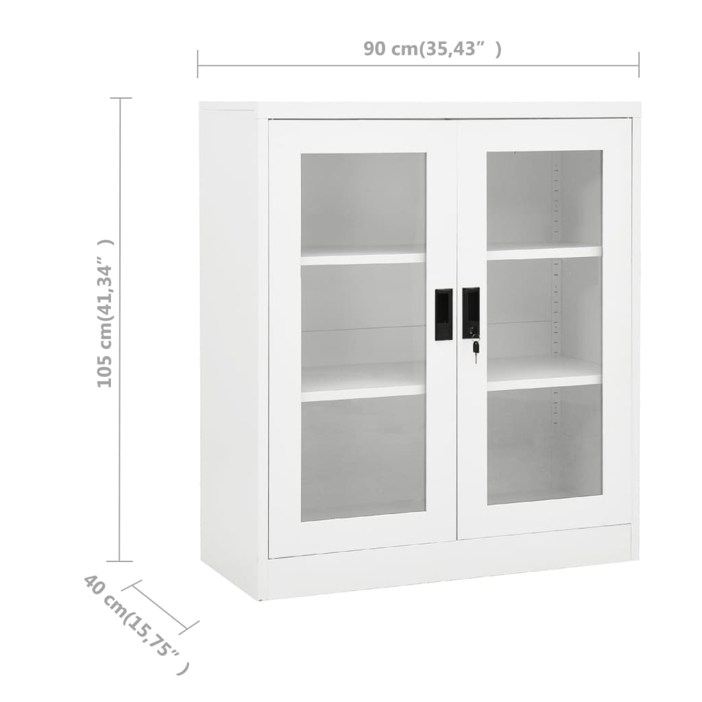Armoire de bureau blanche 90x40x105 cm en acier
