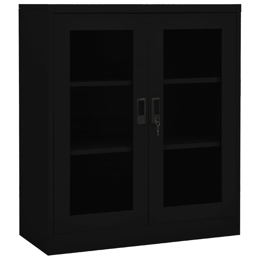 Armoire de bureau noire 90x40x105 cm en acier