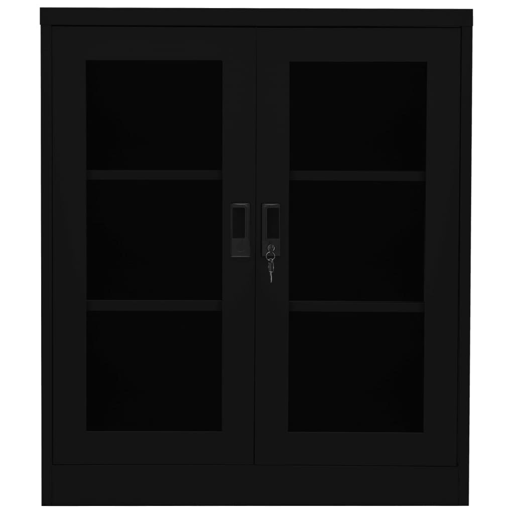 Armoire de bureau noire 90x40x105 cm en acier