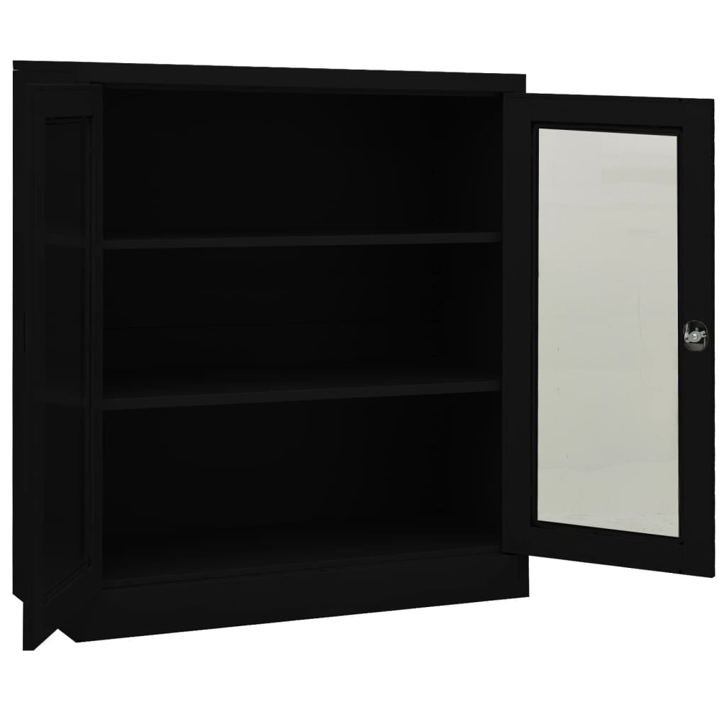 Armoire de bureau noire 90x40x105 cm en acier