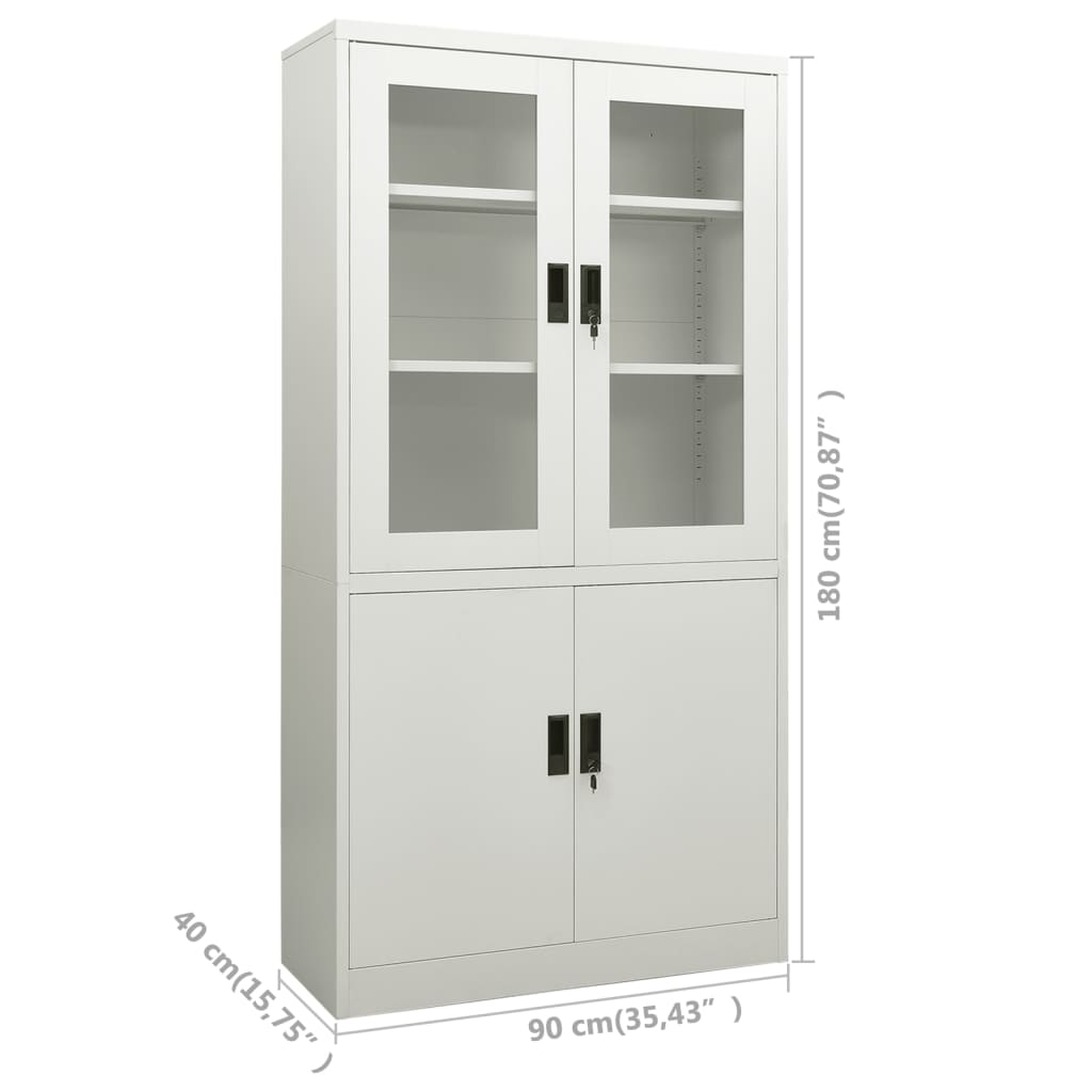 Armoire de bureau gris clair 90x40x180 cm en acier