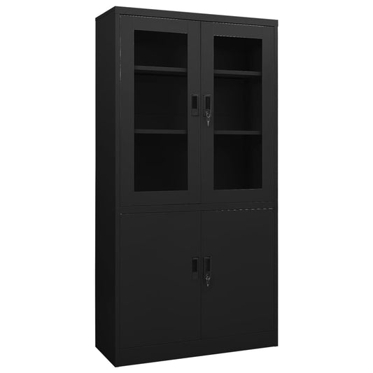 Armoire de bureau noire 90x40x180 cm en acier