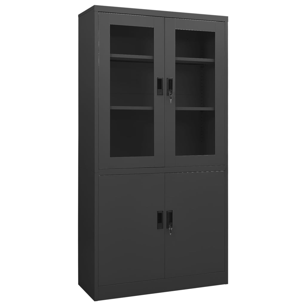 Armoire de bureau anthracite 90x40x180 cm en acier