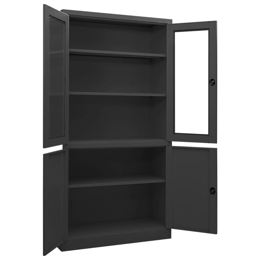 Armoire de bureau anthracite 90x40x180 cm en acier
