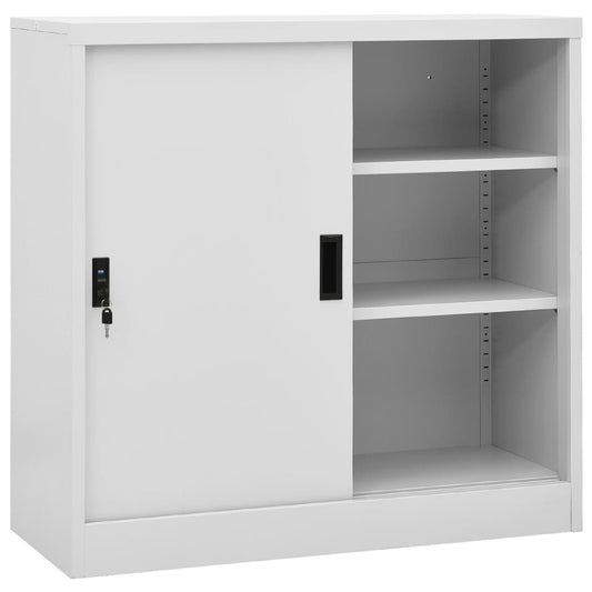 Armoire de bureau avec porte coulissante gris clair 90x40x90 cm en acier