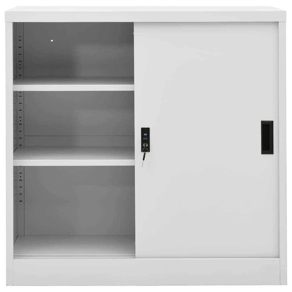 Armoire de bureau avec porte coulissante gris clair 90x40x90 cm en acier