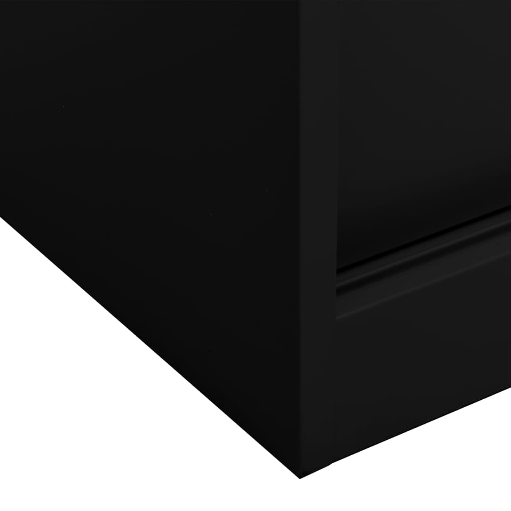 Armoire de bureau avec porte coulissante noire 90x40x90 cm en acier