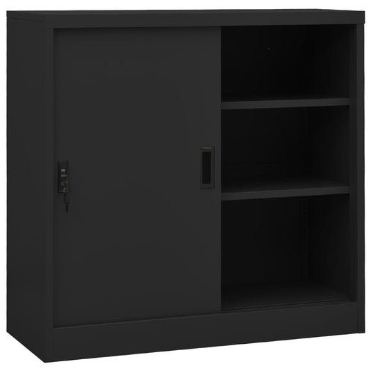 Armoire de bureau avec porte coulissante anthracite 90x40x90 cm acier