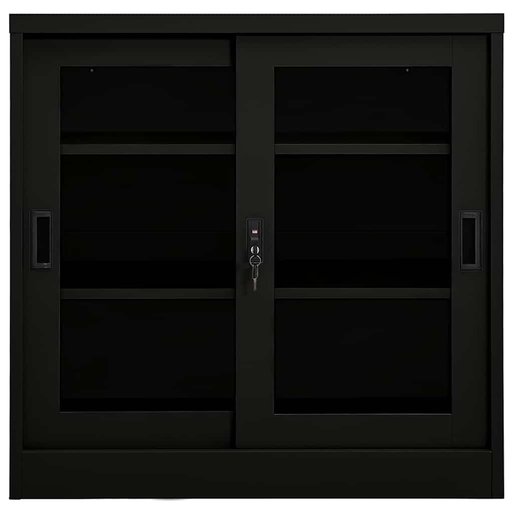 Schrank mit Schiebetür Schwarz 90x40x90 cm Stahl