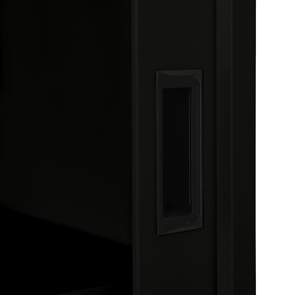 Schrank mit Schiebetür Schwarz 90x40x90 cm Stahl