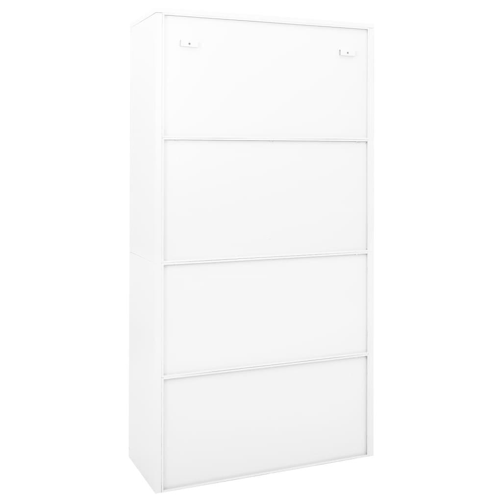 Armoire de bureau avec porte coulissante blanche 90x40x180 cm en acier