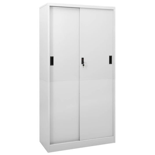 Armoire de bureau avec porte coulissante gris clair 90x40x180 cm en acier