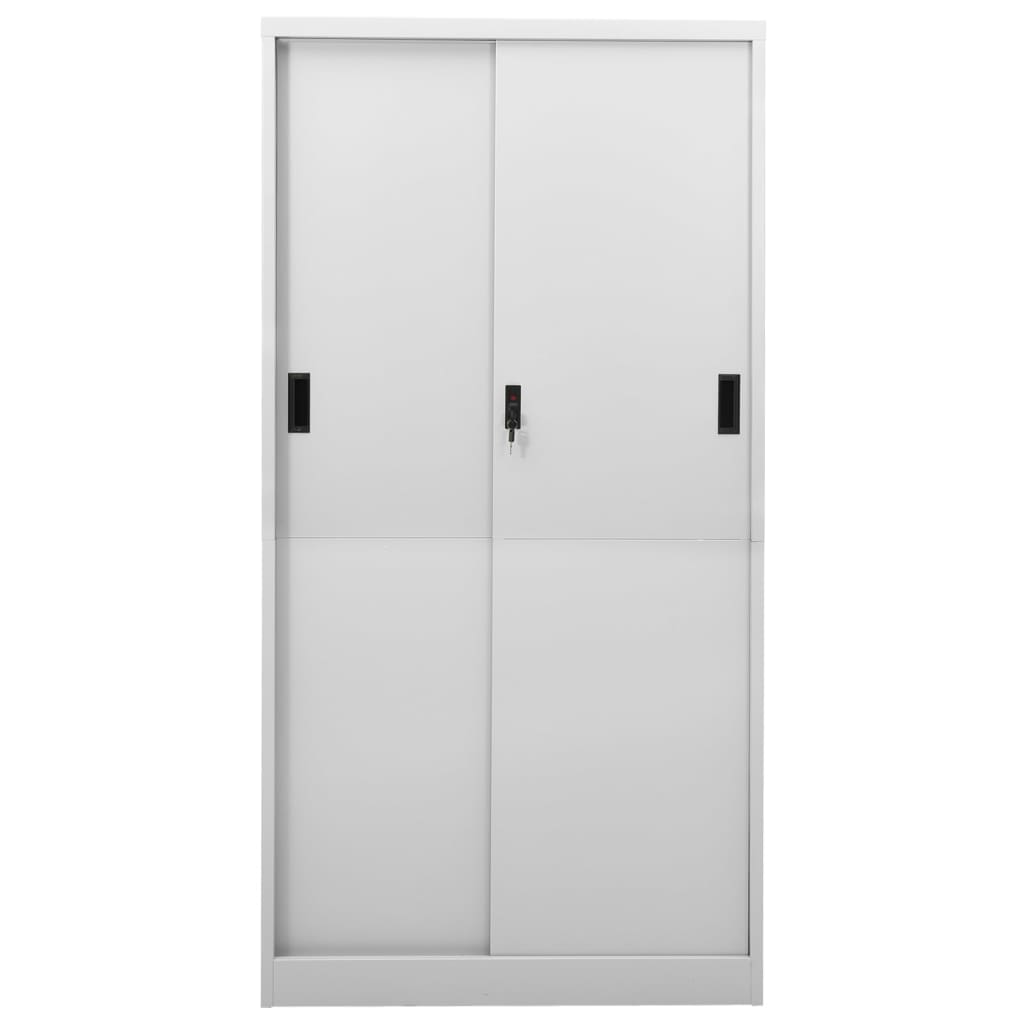 Armoire de bureau avec porte coulissante gris clair 90x40x180 cm en acier