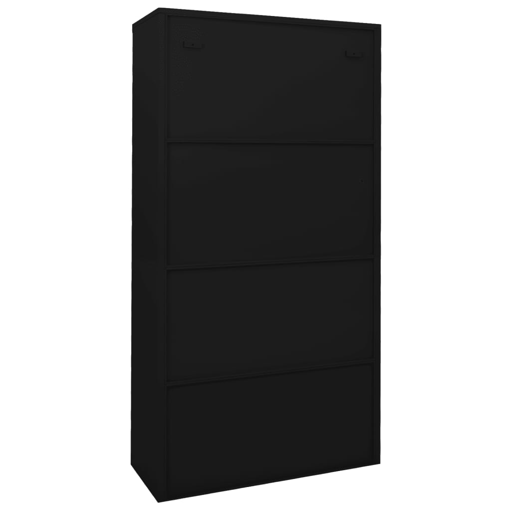 Armoire de bureau avec porte coulissante noire 90x40x180 cm en acier