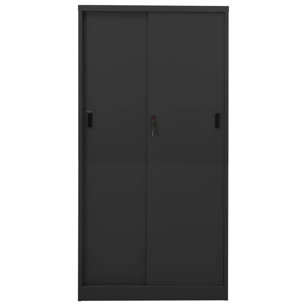 Armoire de bureau avec porte coulissante anthracite 90x40x180 cm acier