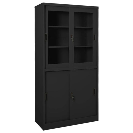 Armoire de bureau avec porte coulissante anthracite 90x40x180 cm acier