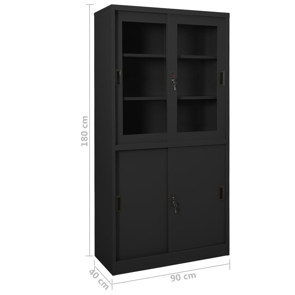 Armoire de bureau avec porte coulissante anthracite 90x40x180 cm acier