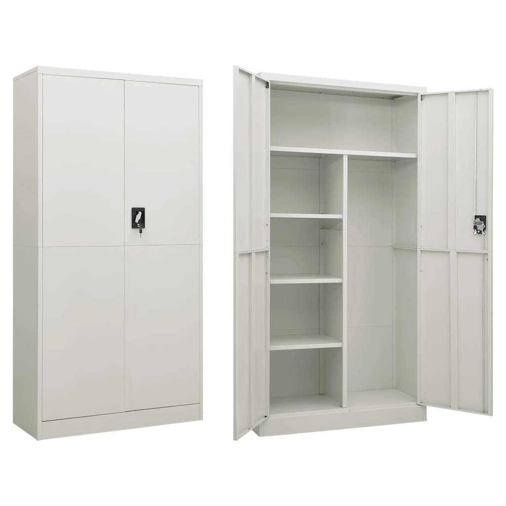 Locker cabinet light grey 90x40x180 cm steel
