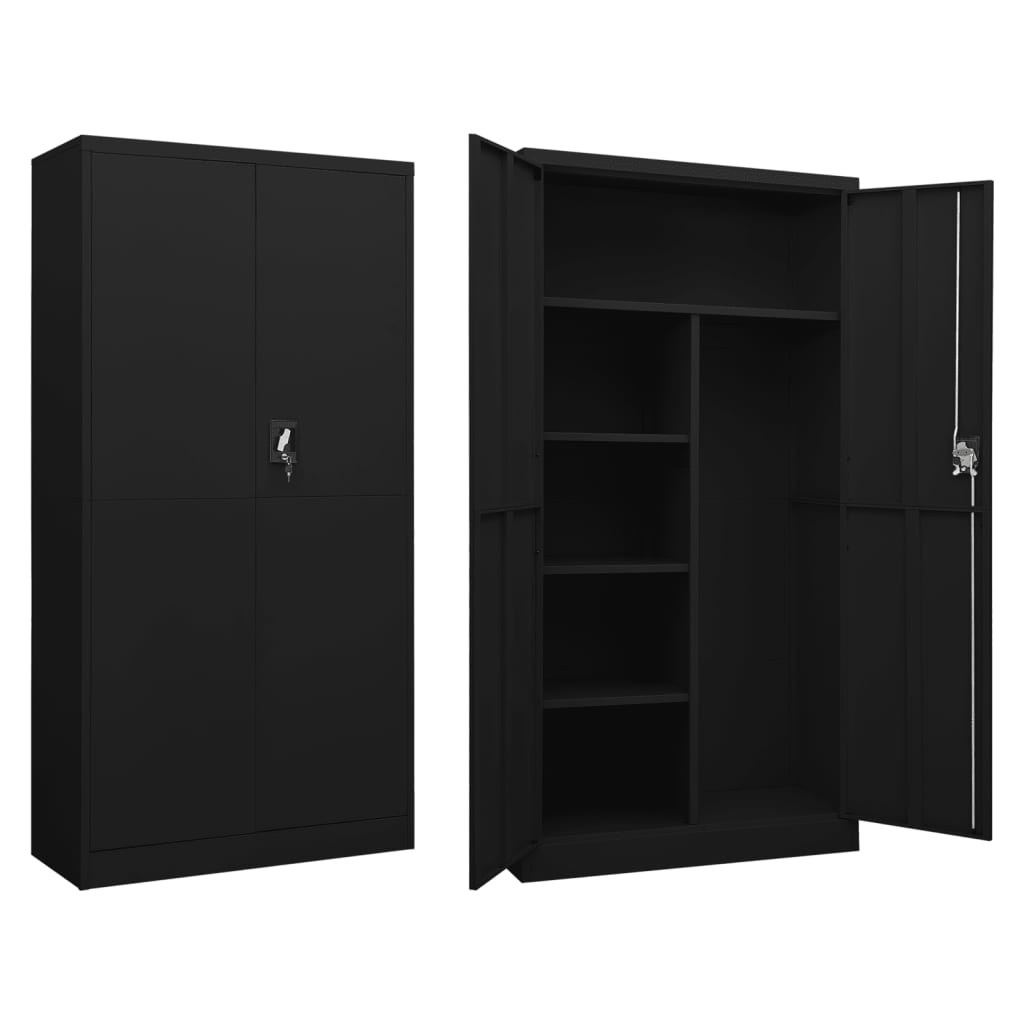 Locker cabinet black 90x40x180 cm steel