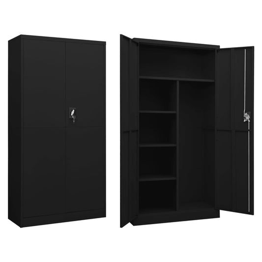 Locker cabinet black 90x40x180 cm steel