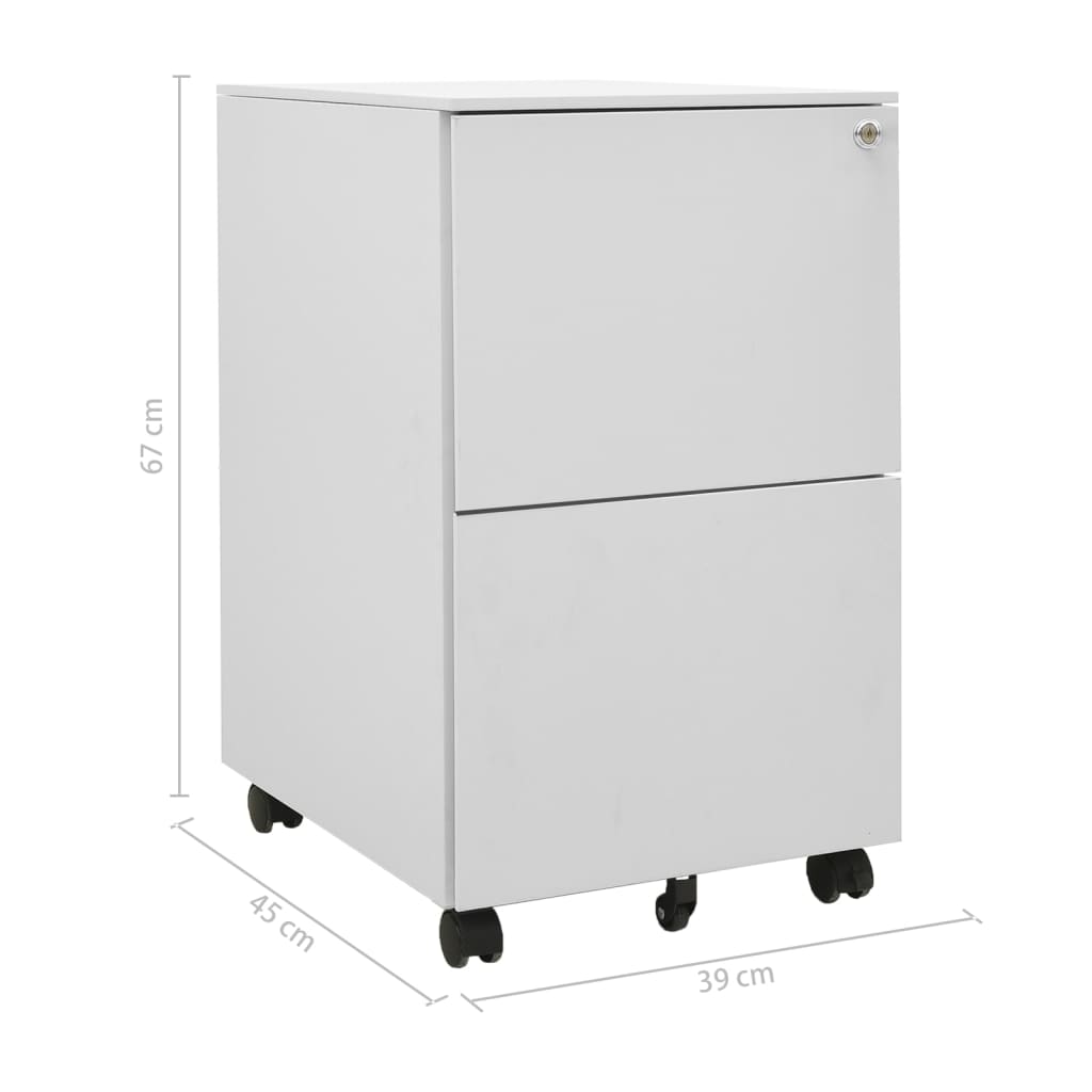 Aktenschrank mit Rollen Hellgrau 39x45x67 cm Stahl