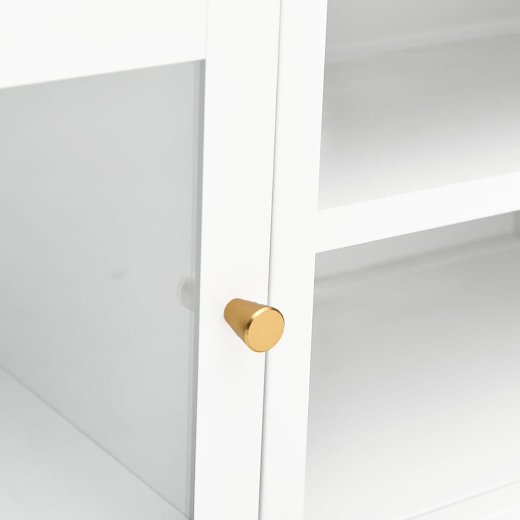 Meuble TV blanc 90x30x44 cm acier et verre