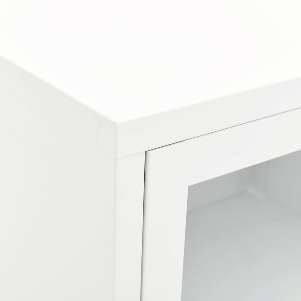 Meuble TV blanc 90x30x44 cm acier et verre