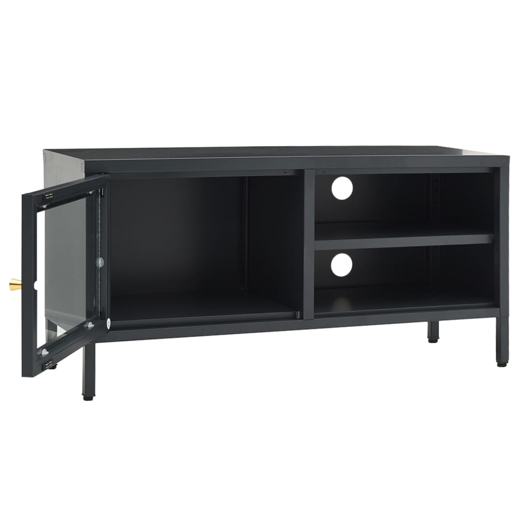 TV-Schrank Anthrazit 90x30x44 cm Stahl und Glas