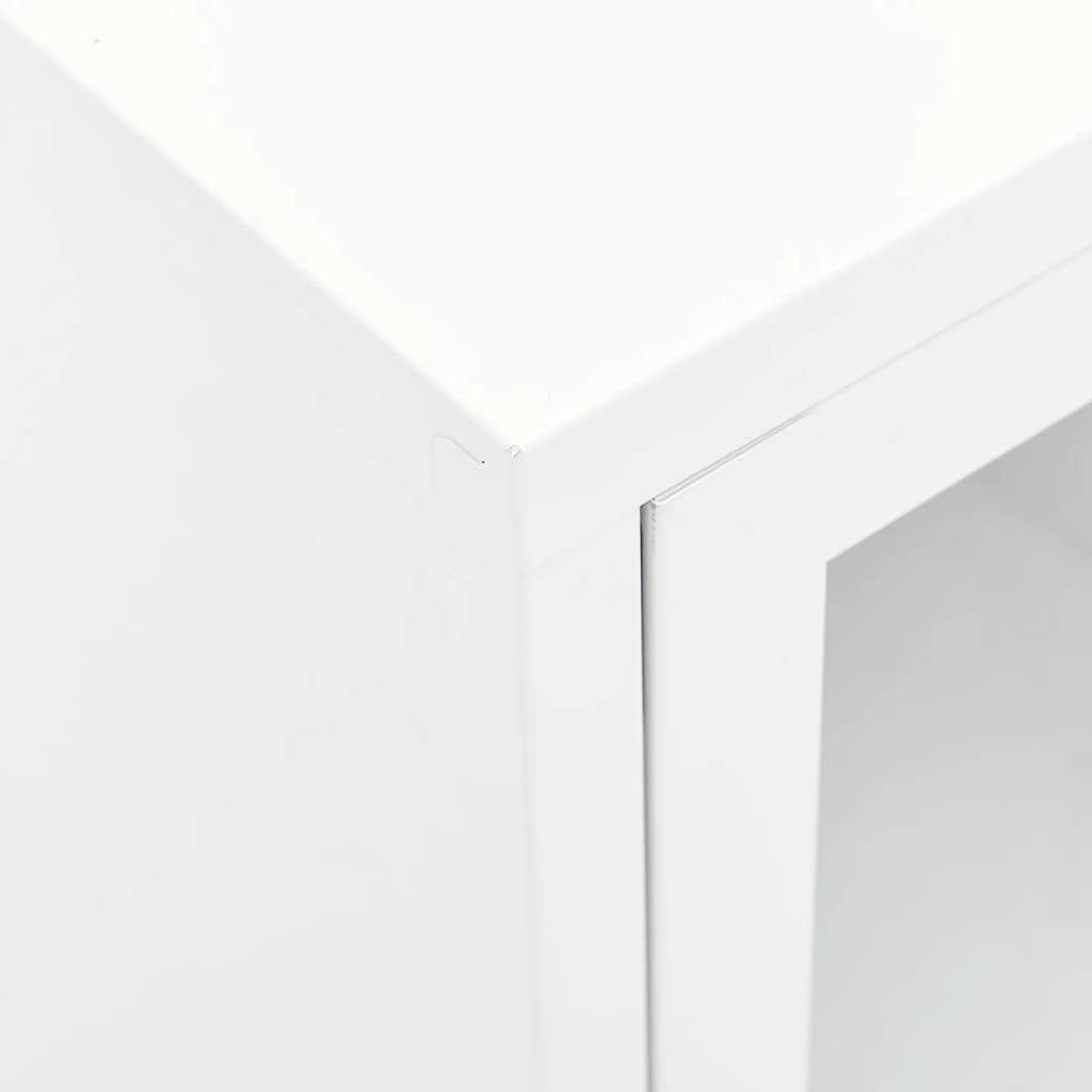 Meuble TV blanc 105x35x52 cm acier et verre
