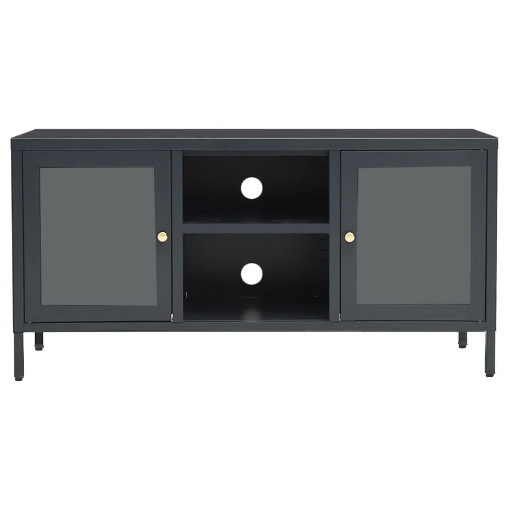 TV-Schrank Anthrazit 105x35x52 cm Stahl und Glas